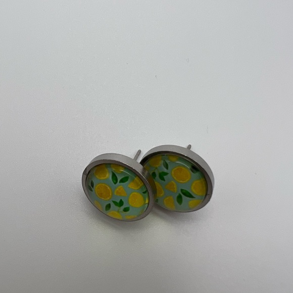 Classic Round  Fruit Stud Earring Set - Lemon and Watermelon Stud Earrings - Picture 6 of 14